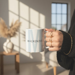 Custom Sky Blue Monogram Mug Gift for Aunt & Women