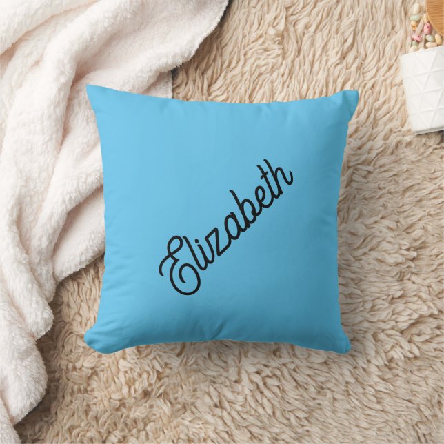 Custom Sky Blue Throw Pillow Your Name Here (Blanket)