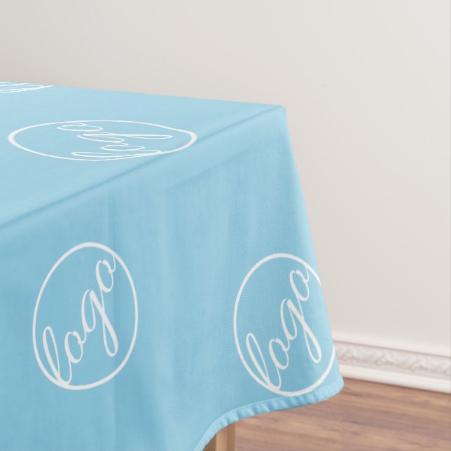 Custom Sky Blue Trade Show Logo Business Tablecloth (In Situ)