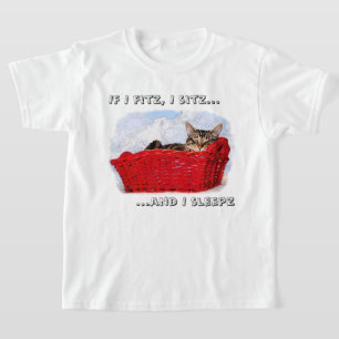 Custom Sleeping Grey Kitten In Red Basket Front T-Shirt