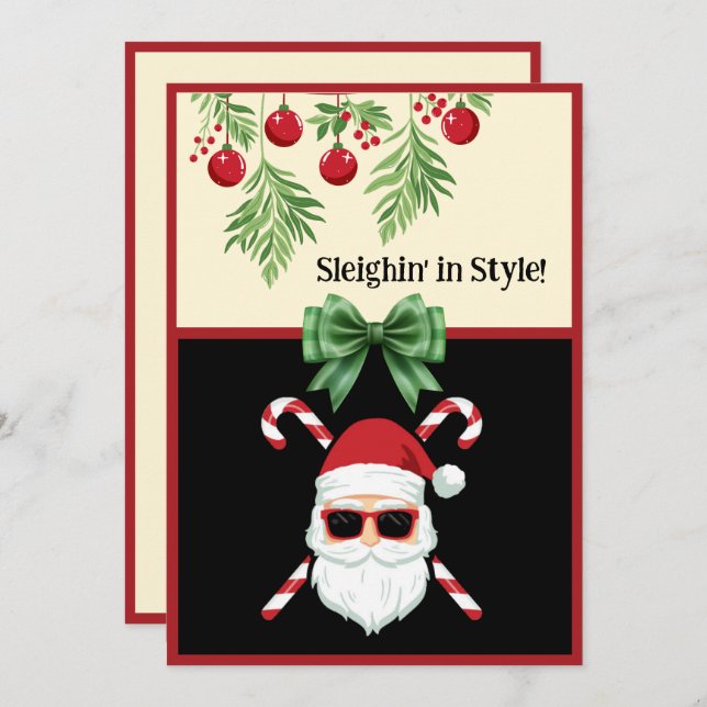 Custom "Sleighin' in Style!" Christmas Greeting Holiday Card (Front/Back)