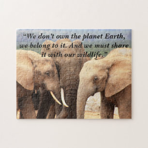 Custom Slogan/Conservation Elephant Family Jigsaw Puzzle