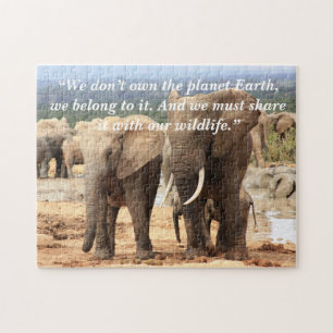 Custom Slogan/Conservation Elephant Siblings Jigsaw Puzzle