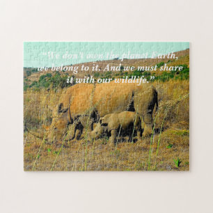 Custom Slogan/Conservation Rhino Reeds Jigsaw Puzzle