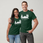 Custom Slogan Hiking, Camping, Outdoorsy T-Shirt<br><div class="desc">This graphic tee has illustrations of hilly landscape with evergreen trees in white,  and is ready to be personalized with your own custom text.</div>