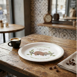 Custom Sloth Coffee Bar Paper Plate
