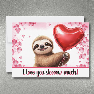Custom Sloth Valentine's "I love you slooow much"  Holiday Card