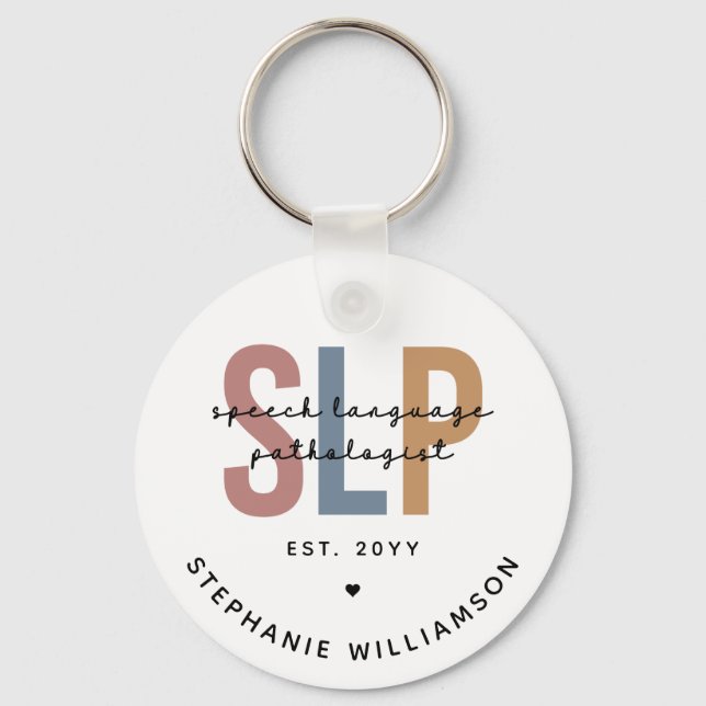 Custom SLP Speech Language Pathologist Key Ring (Front)