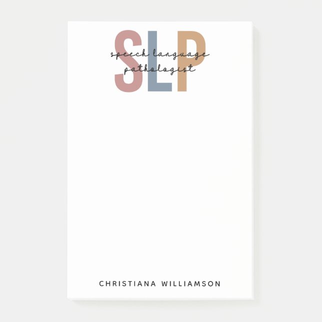 Custom SLP Speech Language Pathologist Post-it Notes (Front)