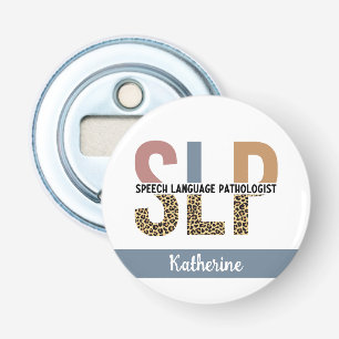 Custom SLP Speech Pathologist Leopard Print Bottle Opener