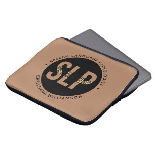 Custom SLP Speech Pathologist Leopard Print Gifts Laptop Sleeve