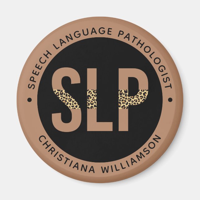 Custom SLP Speech Pathologist Leopard Print Gifts Magnet (Front)