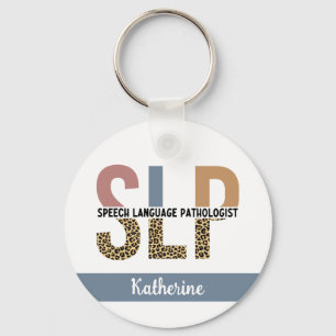 Custom SLP Speech Pathologist Leopard Print Key Ring