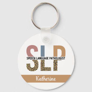 Custom SLP Speech Pathologist Leopard Print Key Ring