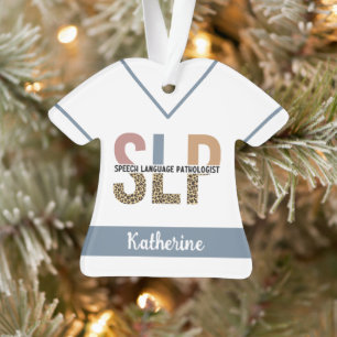 Custom SLP Speech Pathologist Leopard Print Ornament