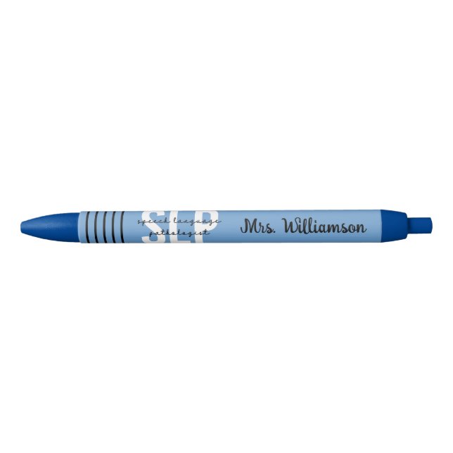 Custom SLP Speech Pathologist Speech Therapist Black Ink Pen (Front)