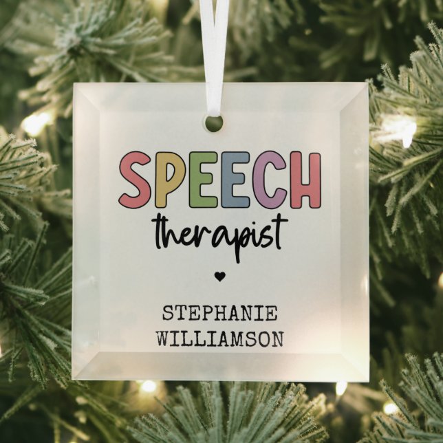 Custom SLP Speech Pathologist Speech Therapist Glass Tree Decoration (Insitu)