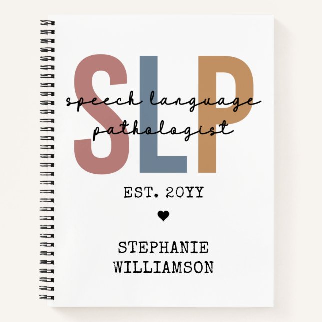 Custom SLP Speech Pathologist Speech Therapist Notebook (Front)