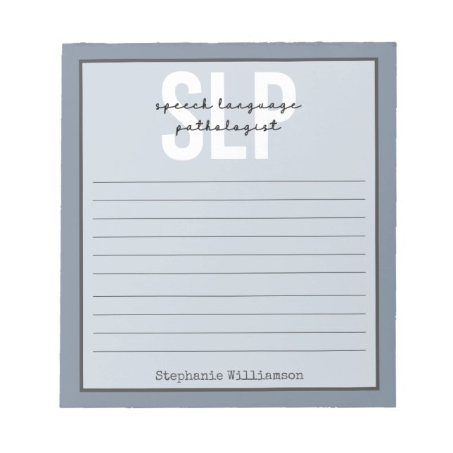 Custom SLP Speech Pathologist Speech Therapist Notepad (Front)