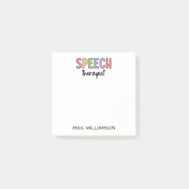Custom SLP Speech Pathologist Speech Therapist Post-it Notes (Front)