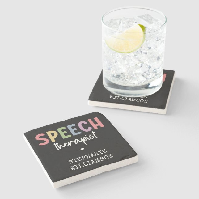 Custom SLP Speech Pathologist Speech Therapist Stone Coaster (Side)