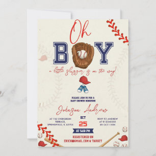 Custom Slumdunk Oh Boy Baseball Baby Shower Bundle Invitation