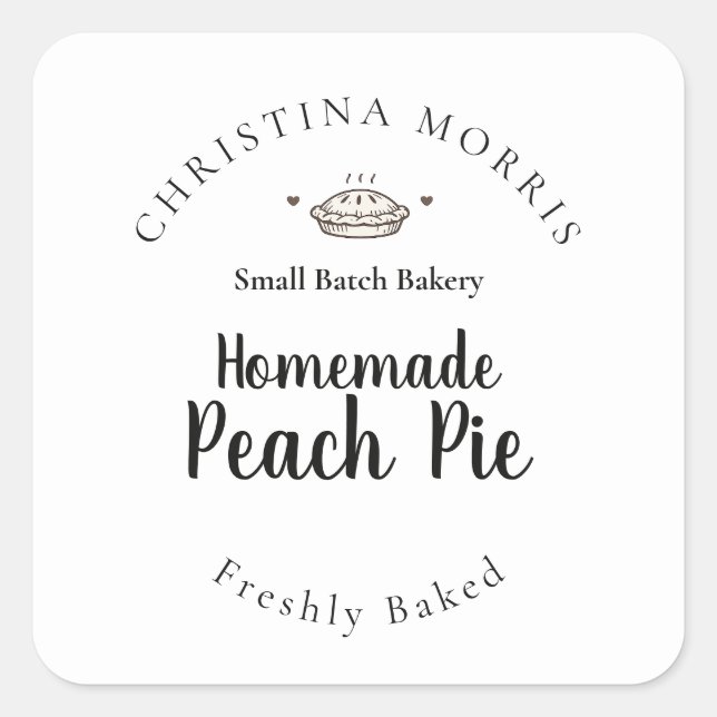 Custom Small Batch Bakery Peach Pie Round Sticker (Front)