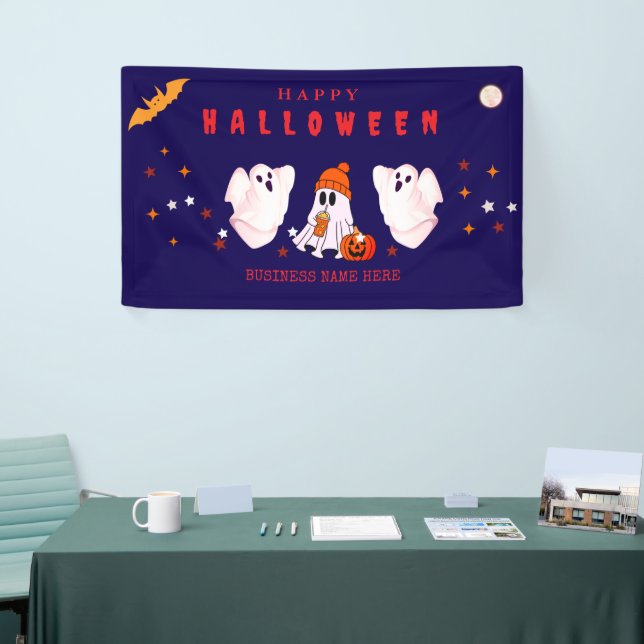 Custom Small Business Logo Halloween Party Banner (Tradeshow)
