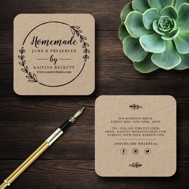 Custom Small Business Supplies Homemade/ Handmade Square Business Card (Creator Uploaded)