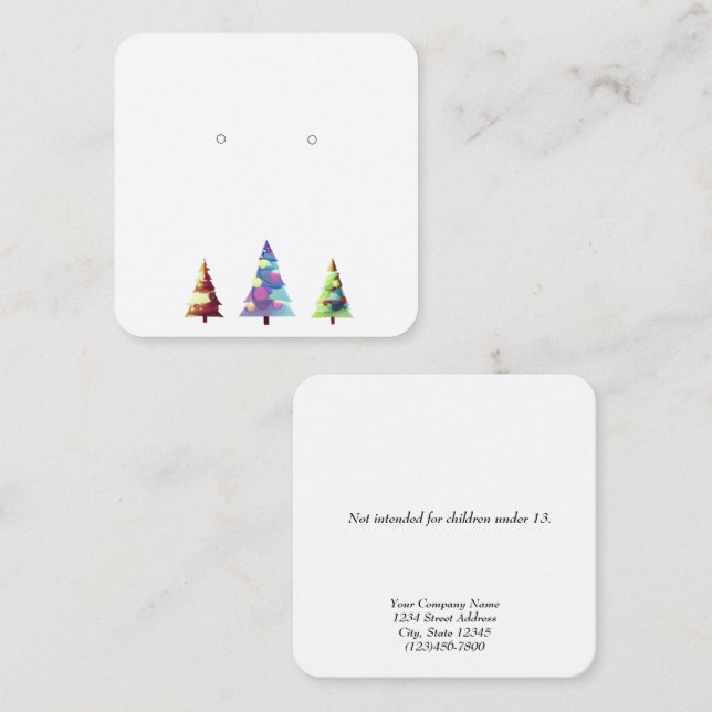 Custom Small Christmas Tree Earring Display Cards (Front/Back)