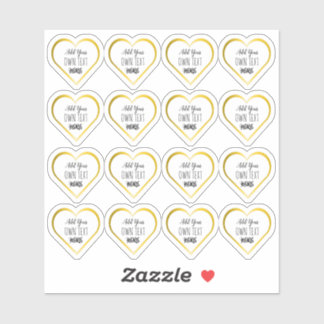 Custom Small Clear Gold Heart Stickers