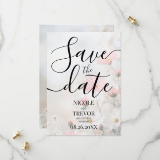 Custom Small Soft Red Flowers Wedding Save The Date