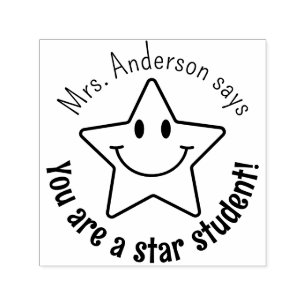 Custom Smile Face Star Classroom Reward Self-inking Stamp