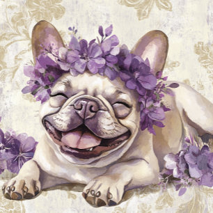 Custom Smiling Purple French Bulldog Greeting Card
