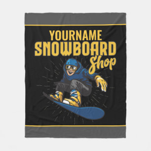 Custom Snow Boarder Snowboarding Shop Big Air Fleece Blanket