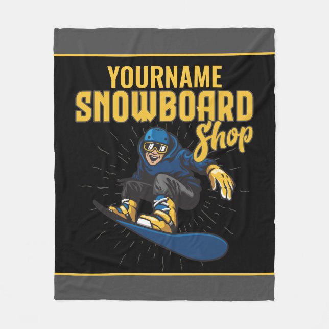 Custom Snow Boarder Snowboarding Shop Big Air Fleece Blanket (Front)