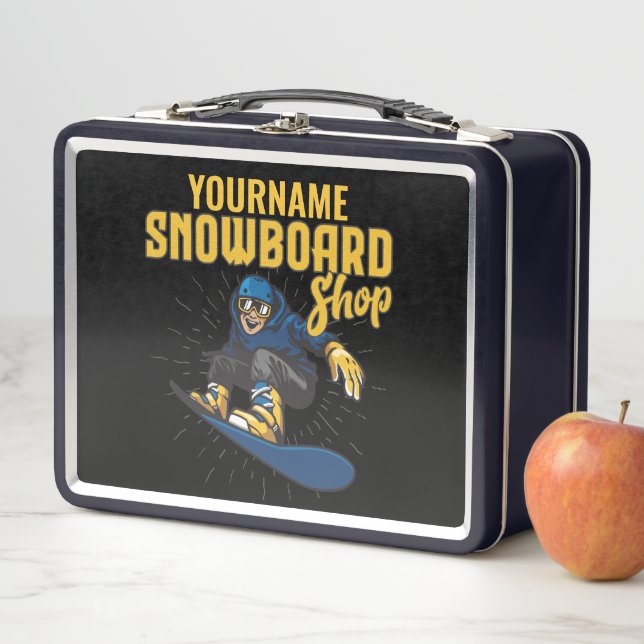 Custom Snow Boarder Snowboarding Shop Big Air  Metal Lunch Box (In Situ)