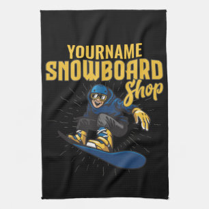Custom Snow Boarder Snowboarding Shop Big Air Tea Towel
