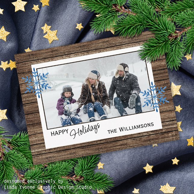 Custom Snowflakes & Barnwood Wooden Planks Pattern Postcard (Creator Uploaded)