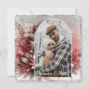 Custom Snowflakes & Chic Botanical Holiday Wreath Card