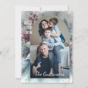 Custom Snowflakes & Chic Botanical Holiday Wreath Card