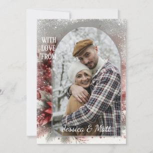 Custom Snowflakes & Chic Botanical Holiday Wreath Card
