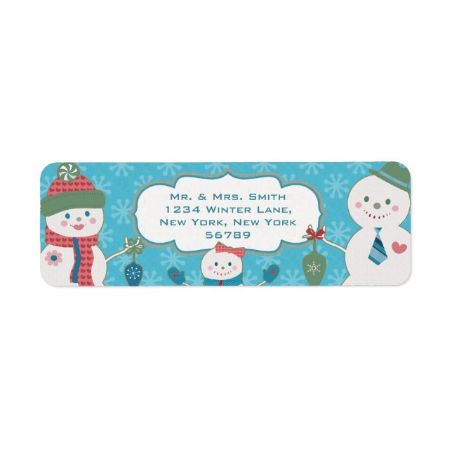 Custom Snowflakes & Snowmen Family Address Labels (Front)