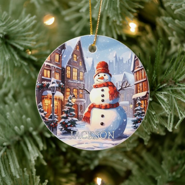 Custom Snowman Christmas Ornament (Tree)