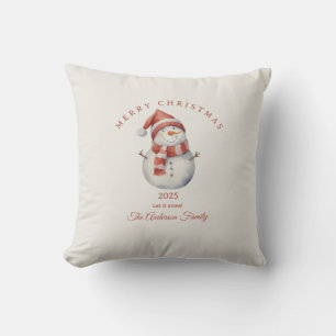Custom Snowman watercolor Christmas vibe gift Cushion