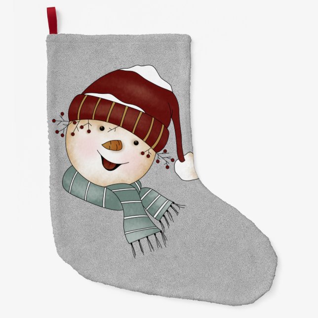 Custom Snowman Winter Christmas Large Christmas Stocking (Front)
