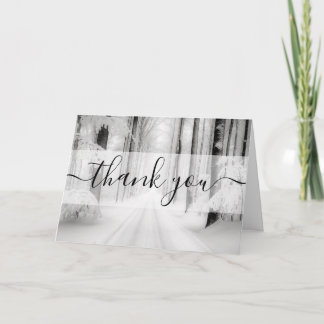 Custom Snowy Road Winter Thank You Card