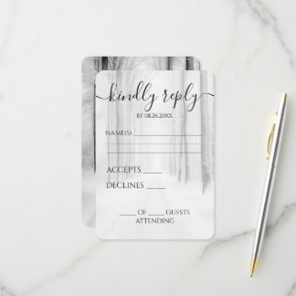 Custom Snowy Road Winter Wedding RSVP Card