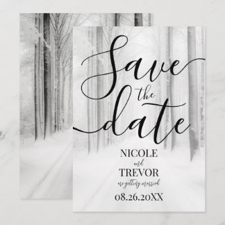 Custom Snowy Road Winter Wedding Save The Date