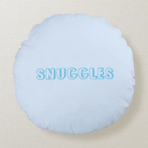 Custom Snuggles name or text light blue cute Round Cushion